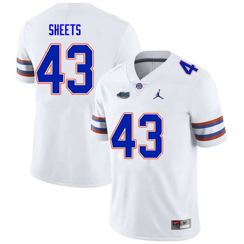 NCAA Florida Gators Jake Sheets Men's #43 Nike White Stitched Authentic College Football Jersey OLZ7364YJ